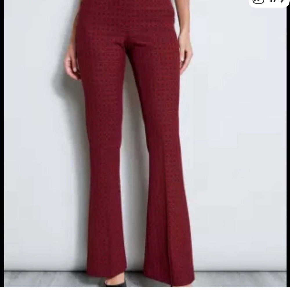 Elie Tahari Red Jacquard Fit and Flare Pants Size 6